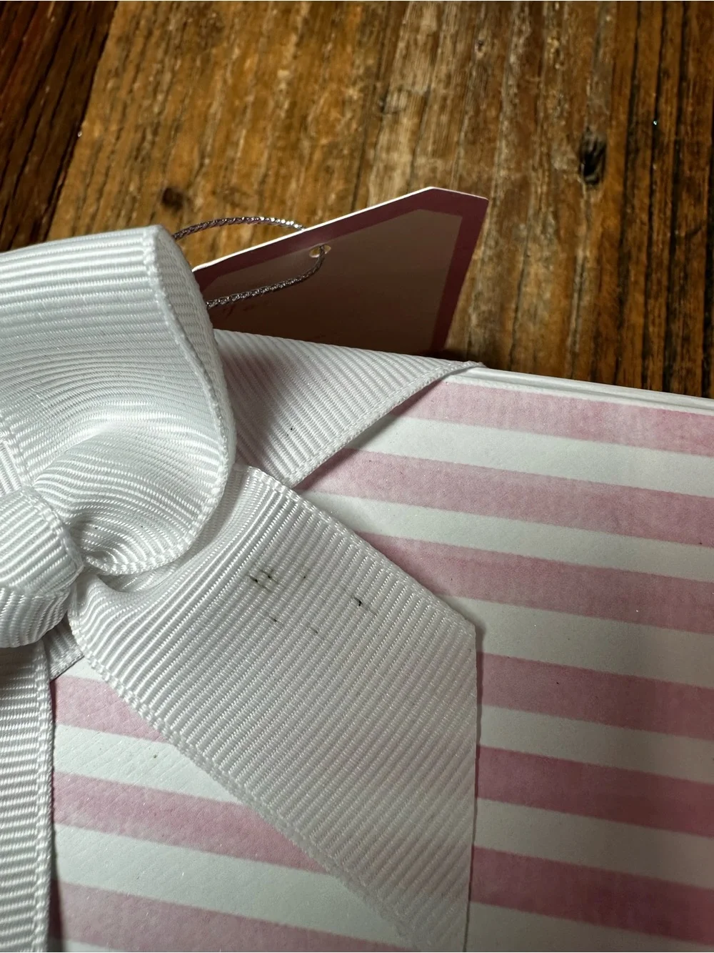 Striped Pink Gift Boxes with Ribbon - Set of 2